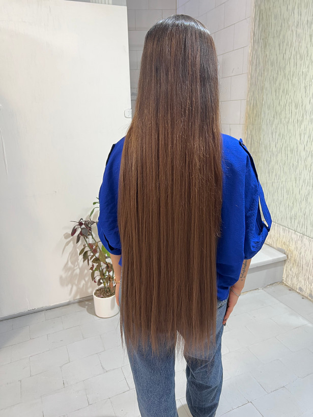 اکستنشن ۵ گیره صاف خرمایی روشن